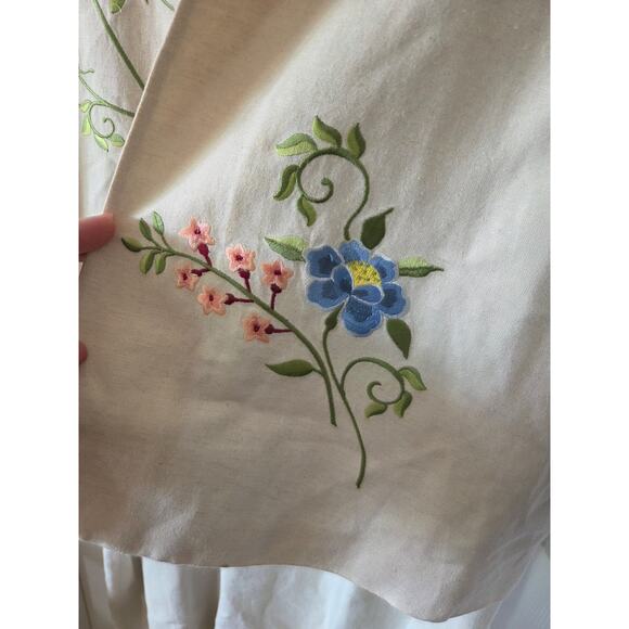 Deane-White Linen Blend Sheath Dress Plus Sz 20 Jacket Embroidered Floral - Picture 3 of 10